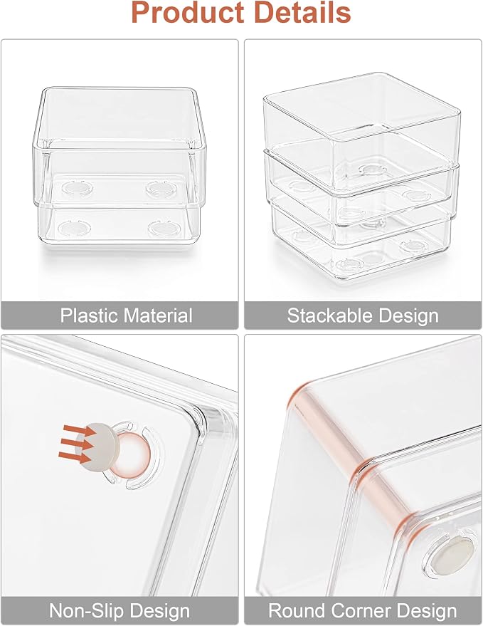 SMARTAKE 13 PCS Drawer Organizer 5-Size Desk Makeup Drawer Organizer Clear | - Image 5