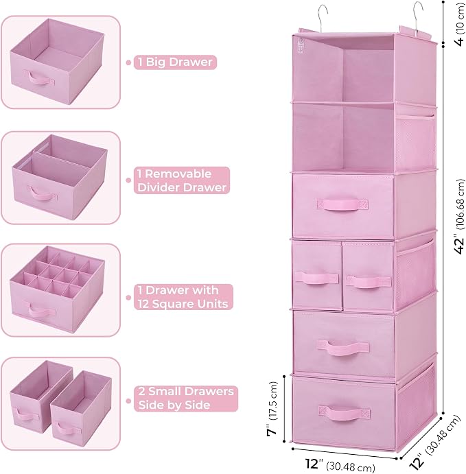 GRANNY SAYS Hanging Closet Organizer, 5 Drawers, 6 Shelves, 6 Pockets, 6 - Image 3