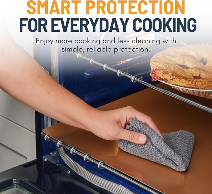 Oven Liners for Bottom of Oven - 3 Pack Large Heavy Duty Mats, 16.25”x23” NonStick Reusable Liner for Electric, Gas, Toaster Grills - BPA & PFOA Free Kitchen Accessory to Keep Appliance Clean (Copper)