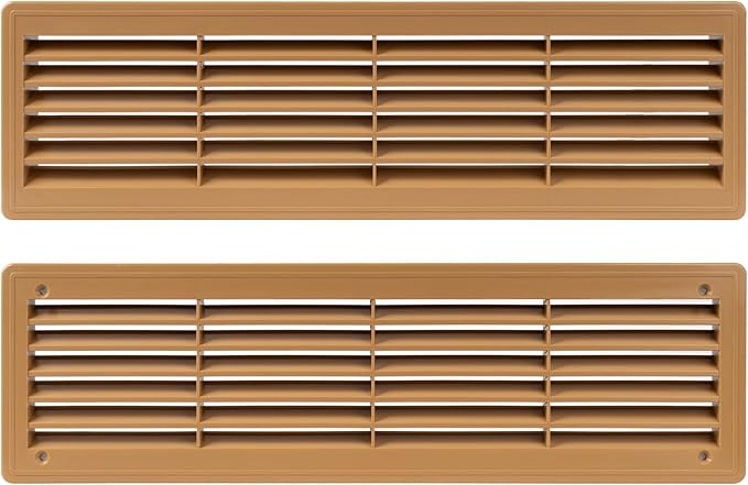 Repa Market 18" x 5" Inch (Outer Size) Pack of 2 Oak Tree Plastic Louvered Door Vents for Interior Doors – 2 Sided Two Way Door Air Return and Intake Cover – Door Air Vent Grille Rectangular Door Vent