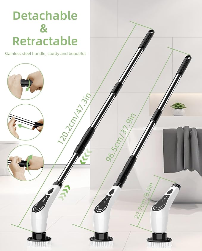 Cordless Electric Spin Scrubber, 8-in-1 Bathroom Cleaner | Bathroom scrubber - Image 5