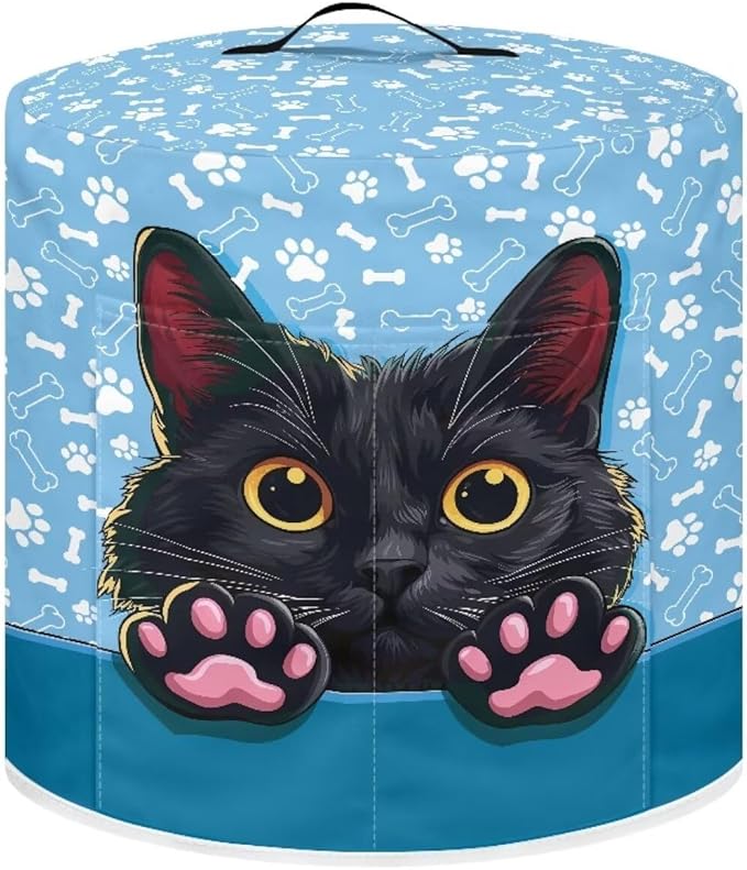 TODIYADDU Black Cat Paw Print Pressure Cooker Cover for Women Trendy Instant Pot Cover with Top Handle and Pocket Kitchen Appliance Cover Dust Cover for 3 Quart Instant Pot and Extra Presents, S