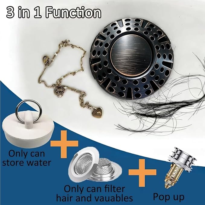 AzWzz Bathtub Drain Stopper, Pop Up Tub Stopper Plug - Image 5