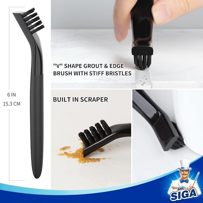 MR.SIGA Grout Cleaner Brush Set, Detail Cleaning Brush Set - Image 4