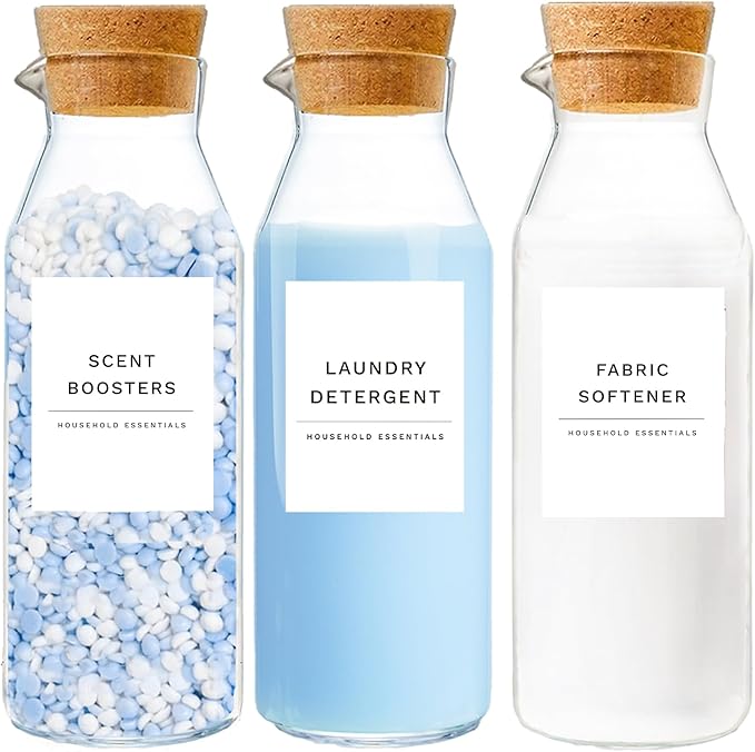 Glass Laundry Detergent Dispenser, Laundry Room Liquid Detergent Container by KSOKIMER