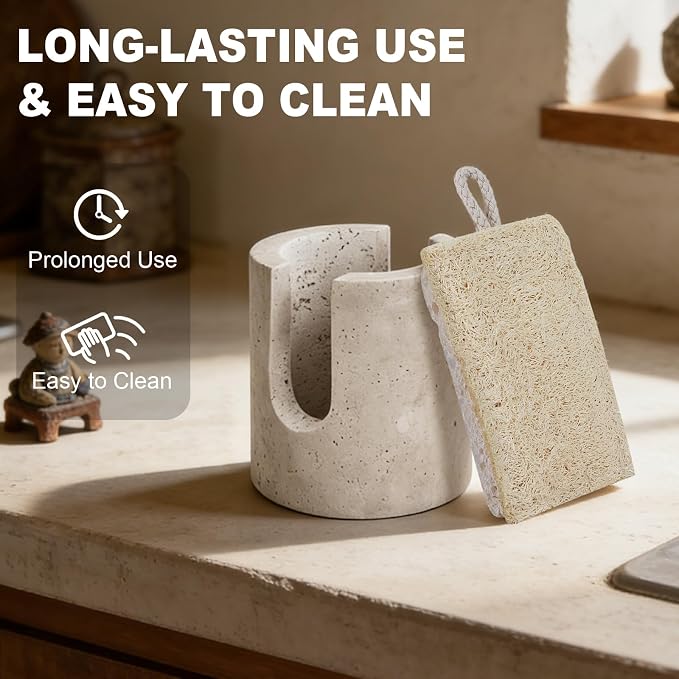 Natural Travertine Sponge Holder - Image 4