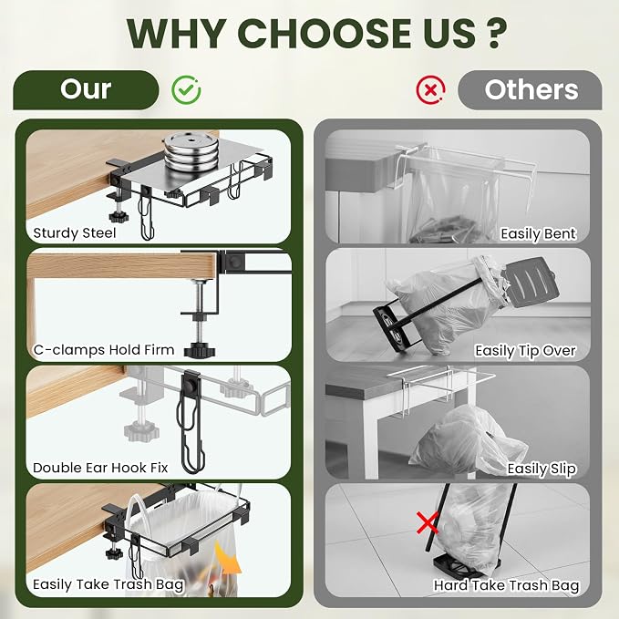 Grill & Griddle Hanging Trash Bag Holder, 13 Gallon Metal Camping Garbage Bag - Image 6