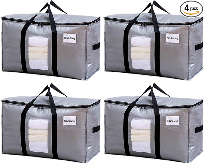 TAILI 4 Pack Silver Extra Large Moving Bags, Storage Bag by TAILI
