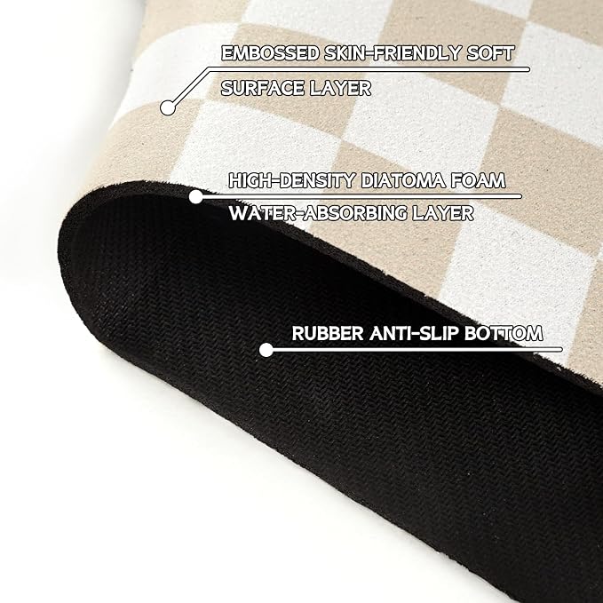 Light Brown White Checkered Kitchen Sink Splash Guard Faucet Mat, Faucet - Image 5