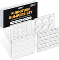 104 Clear Cabinet Bumper Pads – Self-Adhesive Silicone Buffer Set with 4 Shapes for Doors, Drawers & Furniture – Sound Dampening & Surface Protection