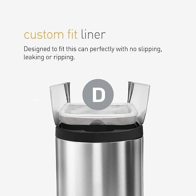 simplehuman Code D 60 Count, Dispenser Pack Custom Fit Liners, Drawstring Trash - Image 4
