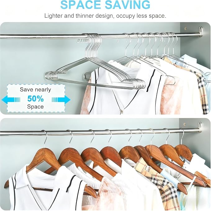Hangers 100 Pack Clothes Hangers, Non Slip Coat Hanger Clothing Hanger Heavy - Image 4