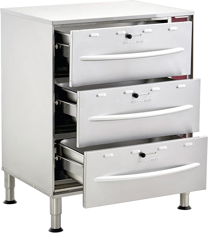 Kratos Commercial Electric Drawer Warmer, Stainless Steel Triple Drawer Food Warmer for Restaurants and Hotels, 120V, 1350W
