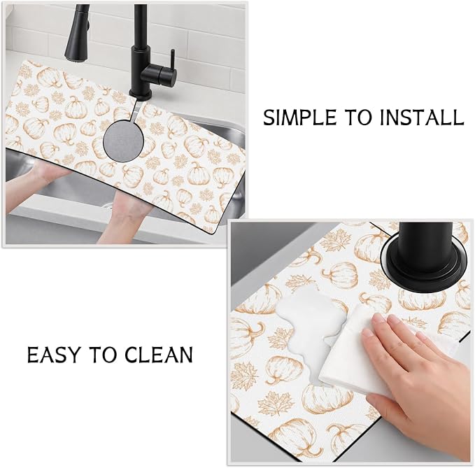 Fall Kitchen Sink Splash Guard Faucet Mat, Farmhouse Sink Splash Guard Behind - Image 4
