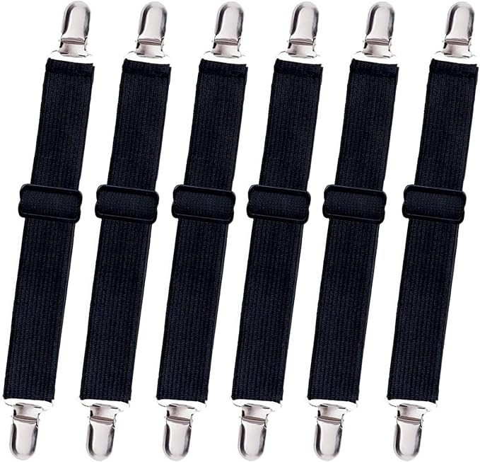 8pcs Adjustable Bed Sheet Straps & Clips, Elastic Fitted Sheet Holder from 14 by qzcccecl