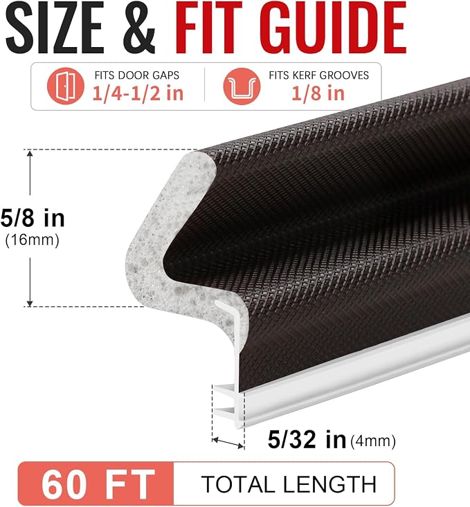 Litaibai 60 ft Kerf Weather Stripping Door Seal - Image 4
