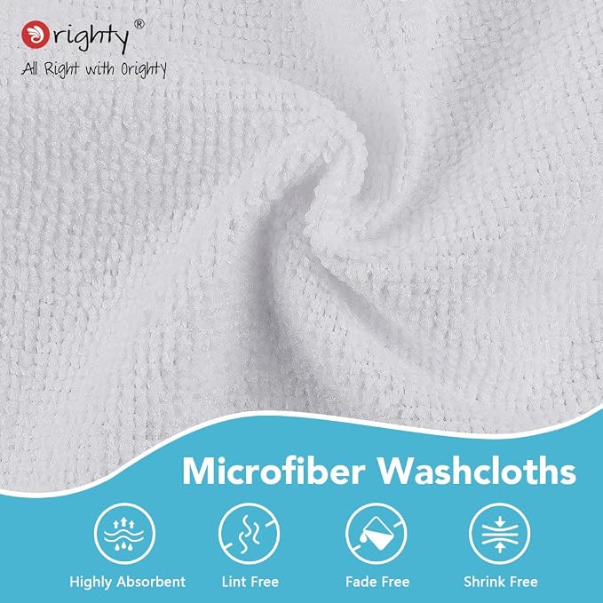 Orighty Washcloths Bulk, 200 Pack Microfiber Face Towels, 12x12 Inch White - Image 5