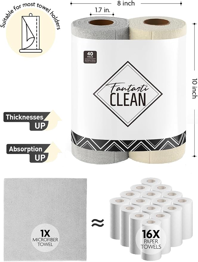 Fantasticlean Kitchen Towels Roll, 40 Sheets - Image 7