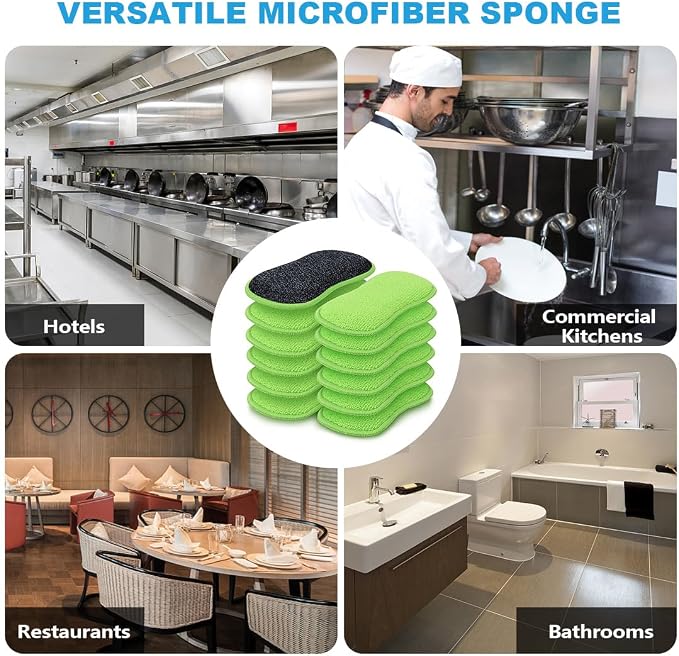 HOMEXCEL Dish Sponge 12 PK, Microfiber Kitchen Sponges - Image 7
