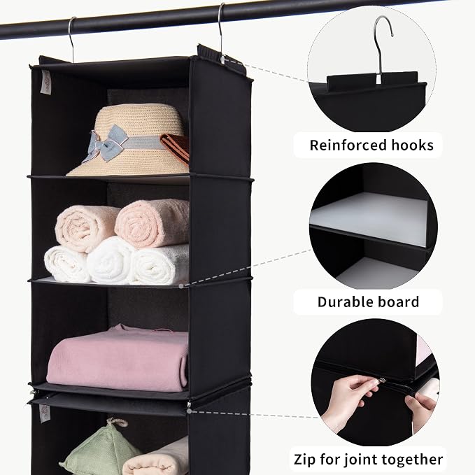 GRANNY SAYS 6-Shelf Hanging Closet Organizer, Foldable Storage, No-Sag Support - Image 6