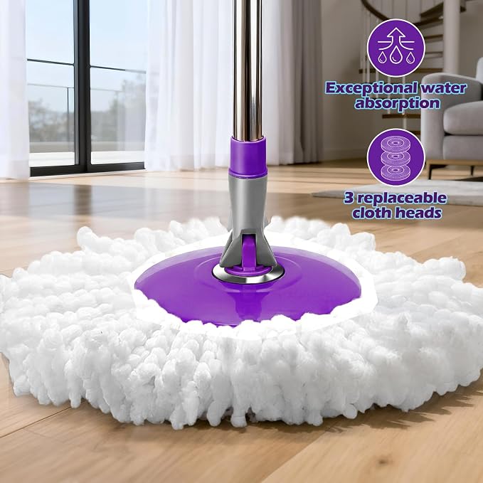 Spin Mop and Bucket with Wringer Set, Masthome 360°Spinning Bucket System with - Image 6