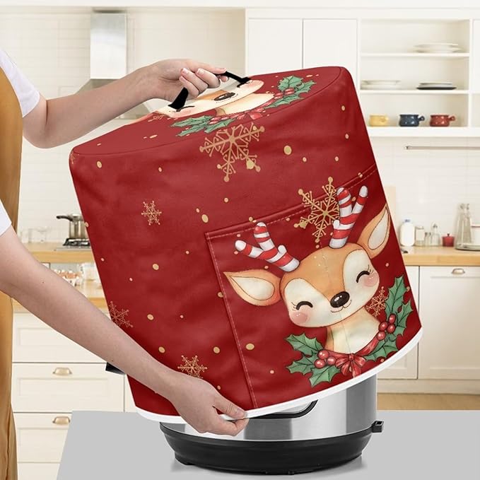 Cute Elk Pressure Cooker Cover Instant Pot Accessories Instant Pot Kitchen Appliance Dust Cover with Pockets for Rice Cooker Air Fryer Slow Cooker Dust Covers for Kitchen Size M
