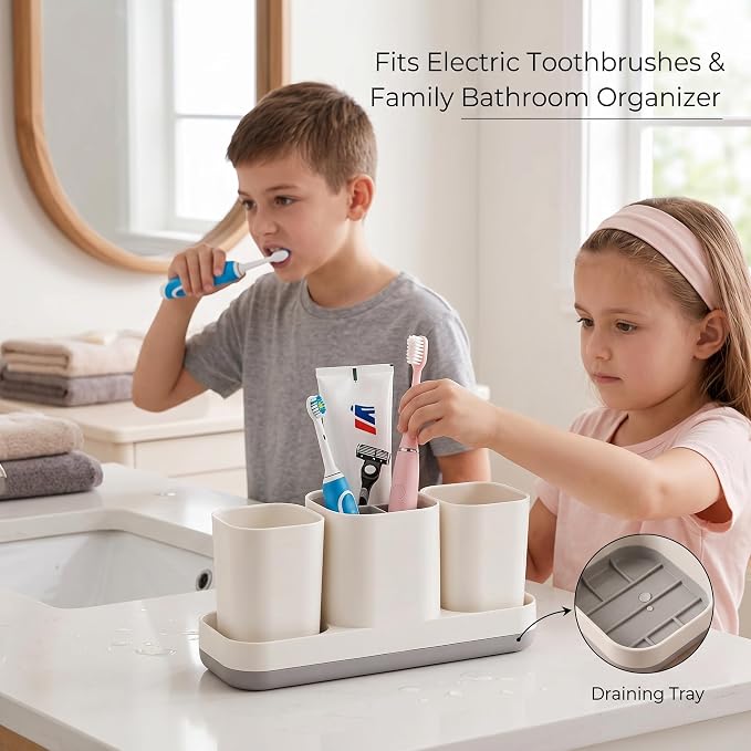 Toothbrush Holder with Cups and Toothpaste Organizer, Bathroom Storage - Image 6