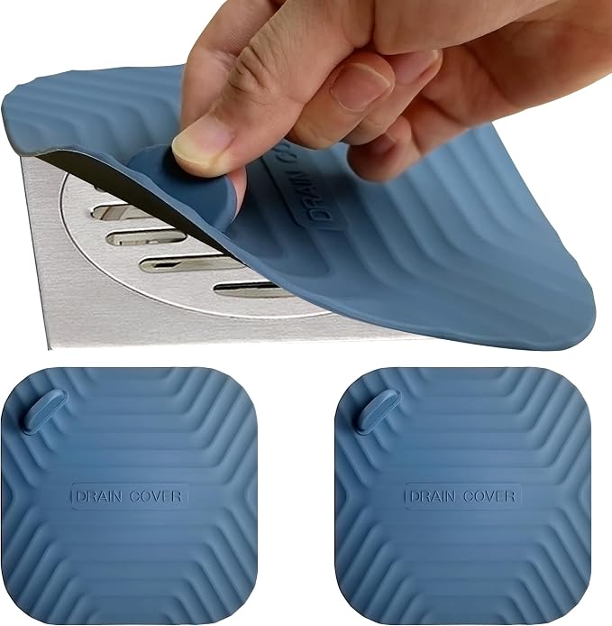 2 Pcs Blue Shower Drain Cover Tub Stopper | Sewer Anti-Odor Mat Deodorizing by DIFENLUN