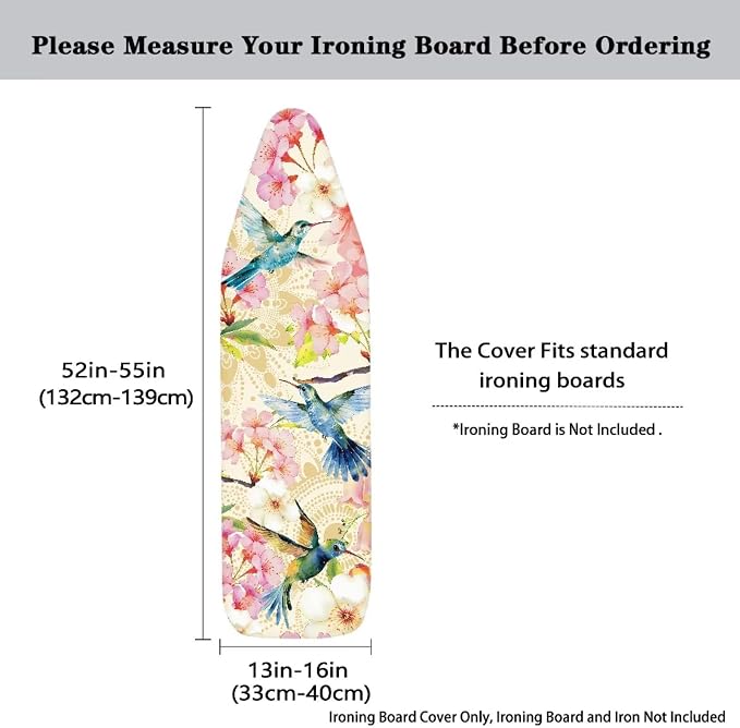 Hummingbird Blossom Ironing Board Cover Large Floral Pattern Extra Wide Table - Image 5