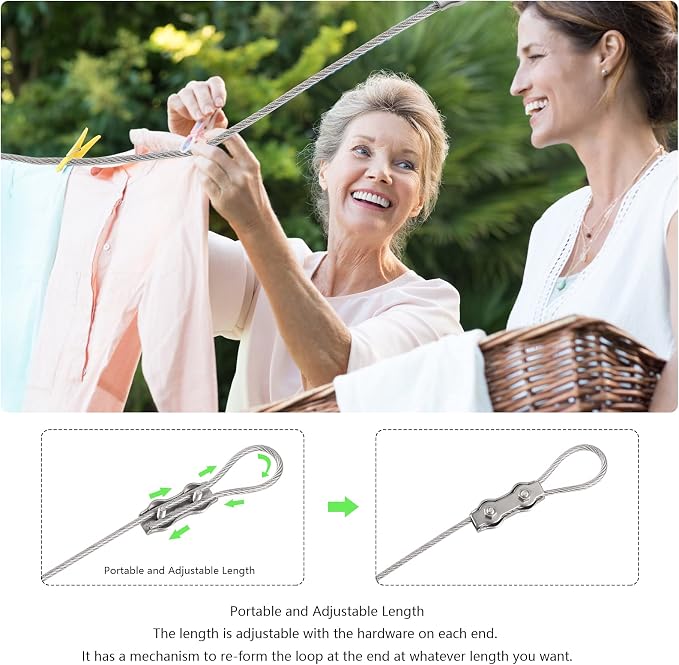 Clotheslines, 20ft Portable Windproof Clothes Rope Line - Image 4