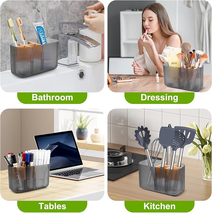 GFWARE Clear Acrylic Toothbrush Holder, 5 Slots Bathroom Storage Organizer | - Image 8