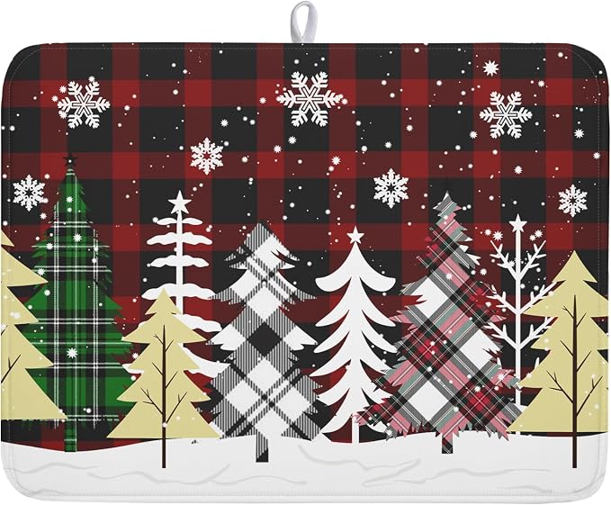 Merry Christmas Dish Drying Mat by Kawani