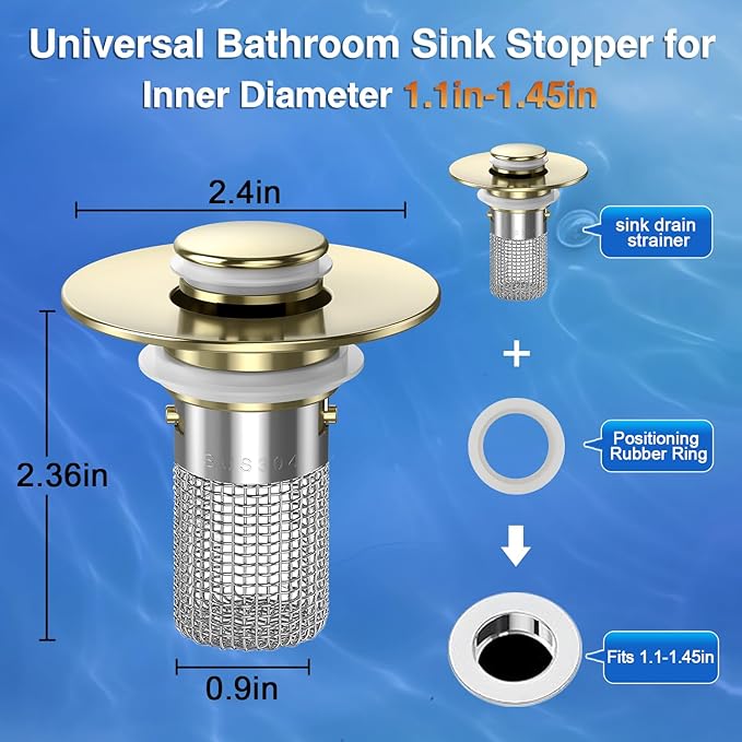 Bathroom Sink Drain Strainer, Pop-up Sink Drain Strainer - Image 2
