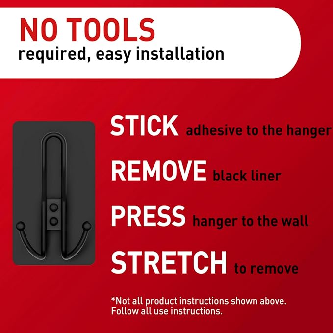 Command 10 lb X-Large Matte Black Triple Hooks, 3 Hooks and 12 Strips, - Image 4