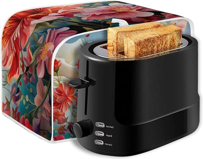 Hummingbird Flowers Print 2 Slice Toaster Cover for Home Kitchen Accessories Decor Dustproof Fingerprint Protectors for Kitchen Small Appliance