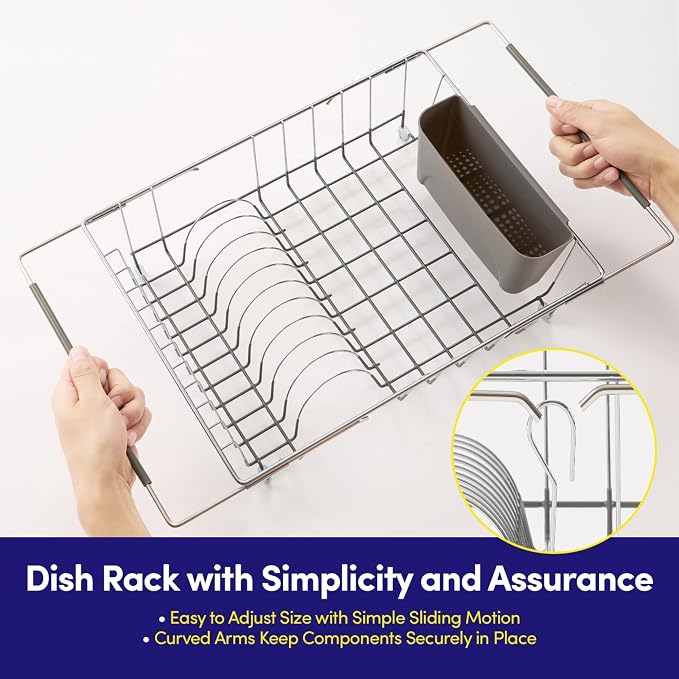 Dish Drying Rack Over the Sink Expandable to 24.5" Dish Drainer — Space-Saving - Image 5