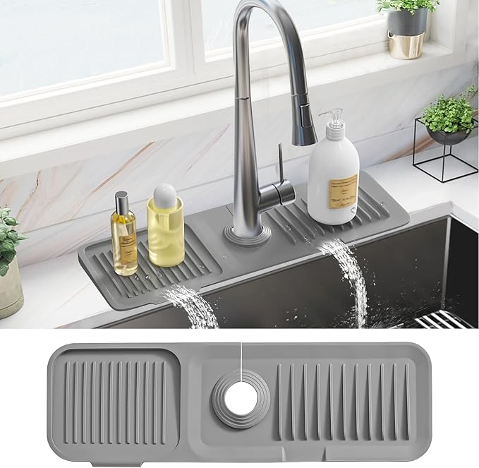 PoYang 17.7 Inch Silicone Sink Splash Guard, Kitchen Sink Mat, Keeps Faucet by PoYang