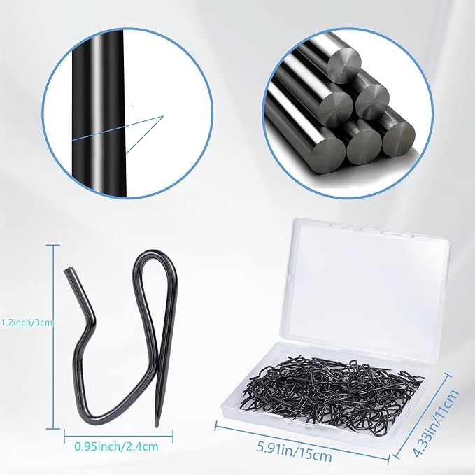 Curtain Hooks 100 pcs 1.2 inch Metal Drapery Pin Hooks - Image 2