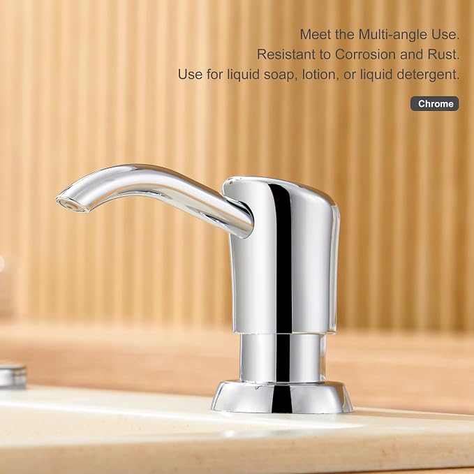 GAGALIFE Dish Soap Dispenser for Kitchen Sink, 17 oz Bottle, Chrome | Refills - Image 4