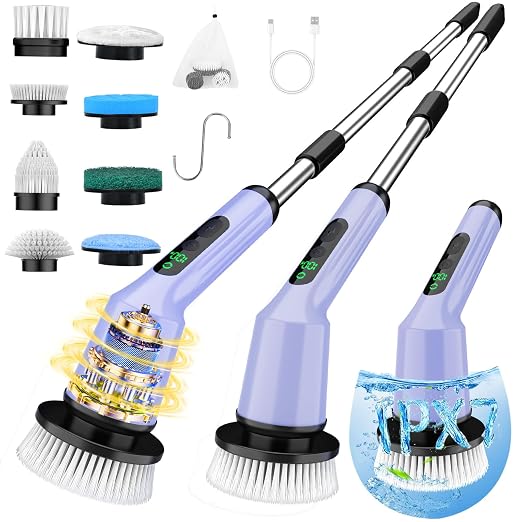 Electric Spin Scrubber, Waterproof Cordless Bathroom Shower Cleaner Brush | 8 by CTMAST