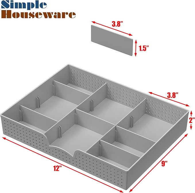 Simple Houseware Drawer Organizer Tray, 9 Adjustable Compartments, and Craft - Image 7