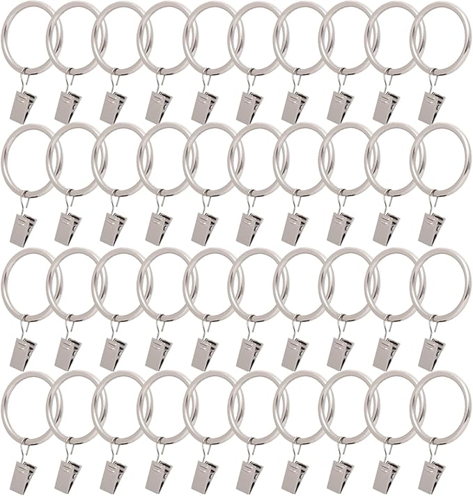 40 Pack Curtain Rings with Clips, Window Clip Rings Curtain Hooks Hangers Clip by Azmoncy