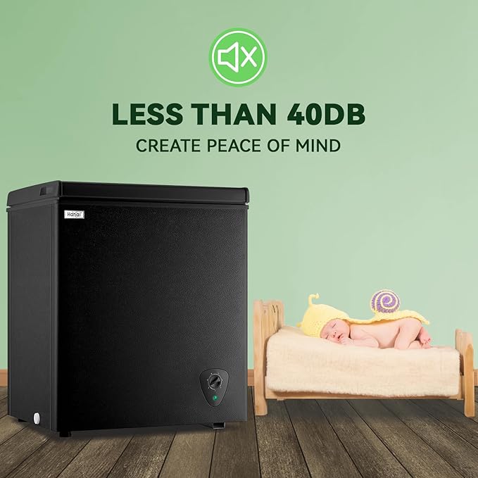 WANAI Chest Freezer 5.0 Cu.Ft Large Deep Freezers Freestanding Top Open 7 Temp Control Low Noise with Removable Basket for Dorm Apartment Home Kitchen