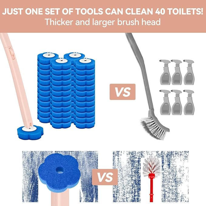 Disposable Toilet Brush with 48 Refills, Toilet Cleaning Supplies, Toilet Wand - Image 6