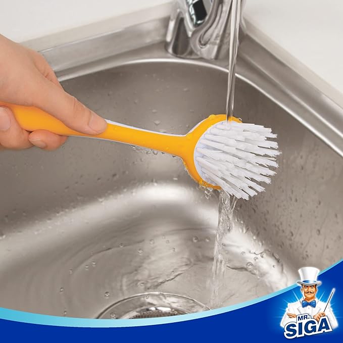 MR.SIGA Round Dish Brush with Suction Cup, kitchen sink cleaning, dish brush - Image 6