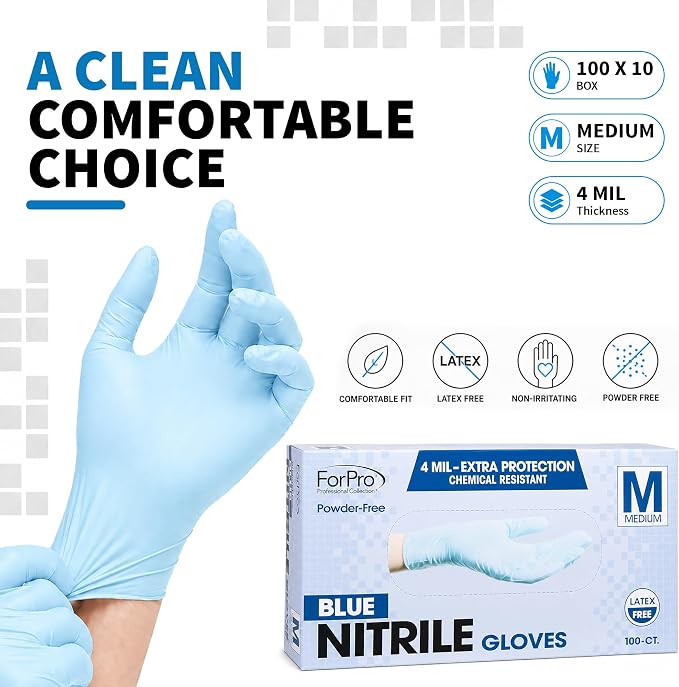 ForPro Disposable Nitrile Gloves, Chemical Resistant, Powder-Free, Latex-Free - Image 8