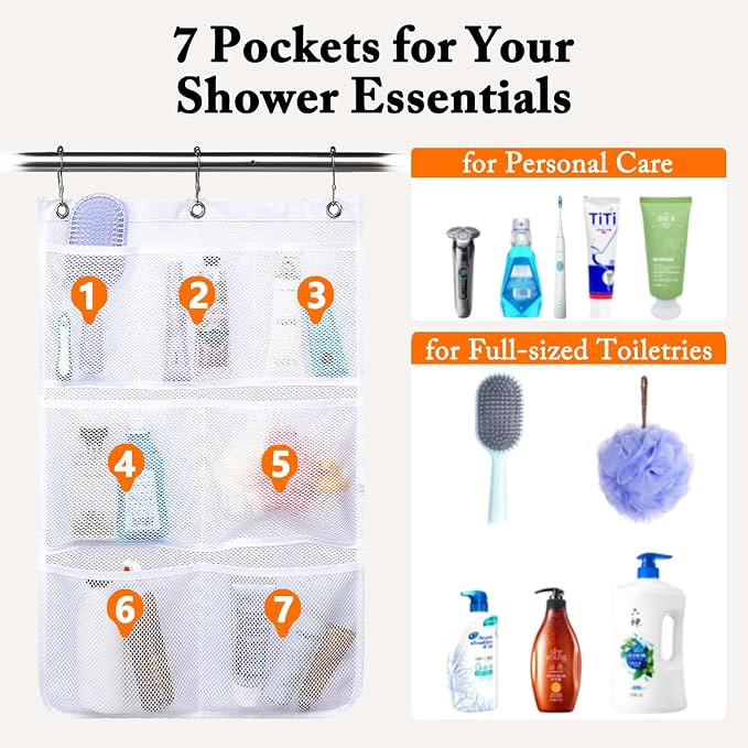 Fammart Mesh Shower Caddy Hanging, Quick-Drying Shower Organizer - Image 2