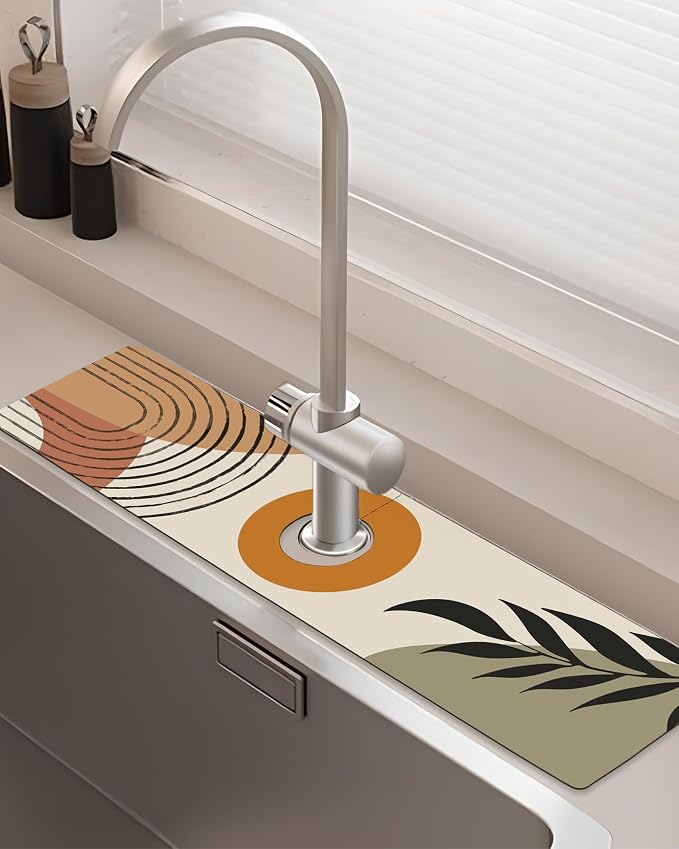 Patterned Sink Faucet Mat Kitchen Splash Guard Super Absorbent Drying Mat by BnhjsdwTablecloth