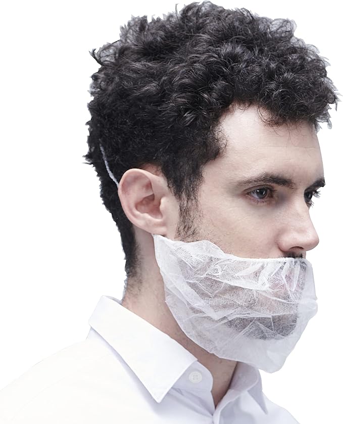 ProtectX Disposable Beard Covers Protector, Disposable Bouffant Beard Net 19x9 inch - White 100 Pack