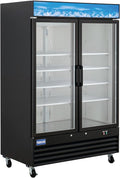 Kratos Commercial Two Door Merchandising Refrigerator, Two Swing Door Mobile Black Display Refrigerator for Shops and C Stores, 53" Wide, LED Lighting, 115V (67K-206)